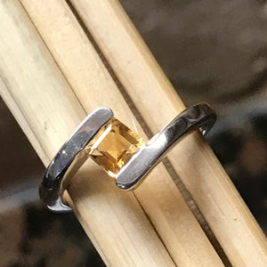 Natural 1ct Golden Citrine 925 Solid Sterling Silver Engagement Ring Size 6, 7, 8 - Natural Rocks by Kala