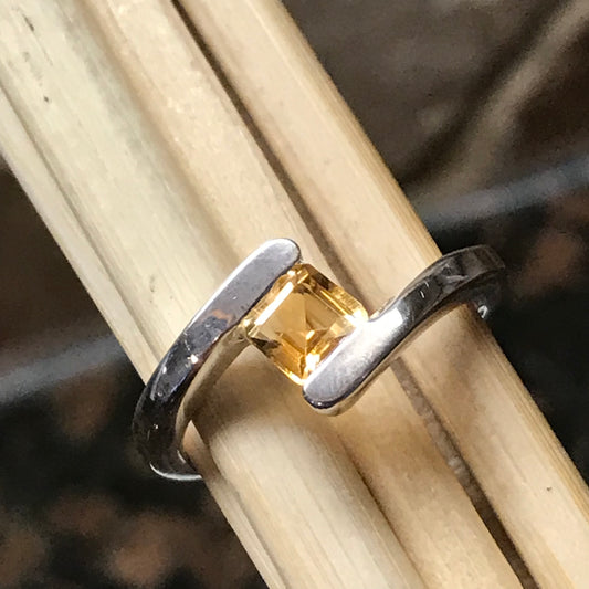Natural 1ct Golden Citrine 925 Solid Sterling Silver Engagement Ring Size 6, 7, 8 - Natural Rocks by Kala
