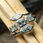 Natural 1.5ct Blue Topaz 925 Solid Sterling Silver Ring Size 6, 7, 8 - Natural Rocks by Kala