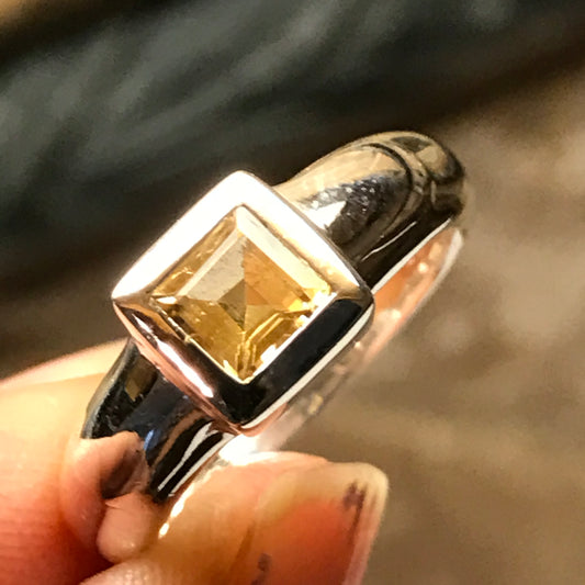 Natural 1ct Golden Citrine 925 Solid Sterling Silver Engagement Ring Size 6, 7, 8 - Natural Rocks by Kala