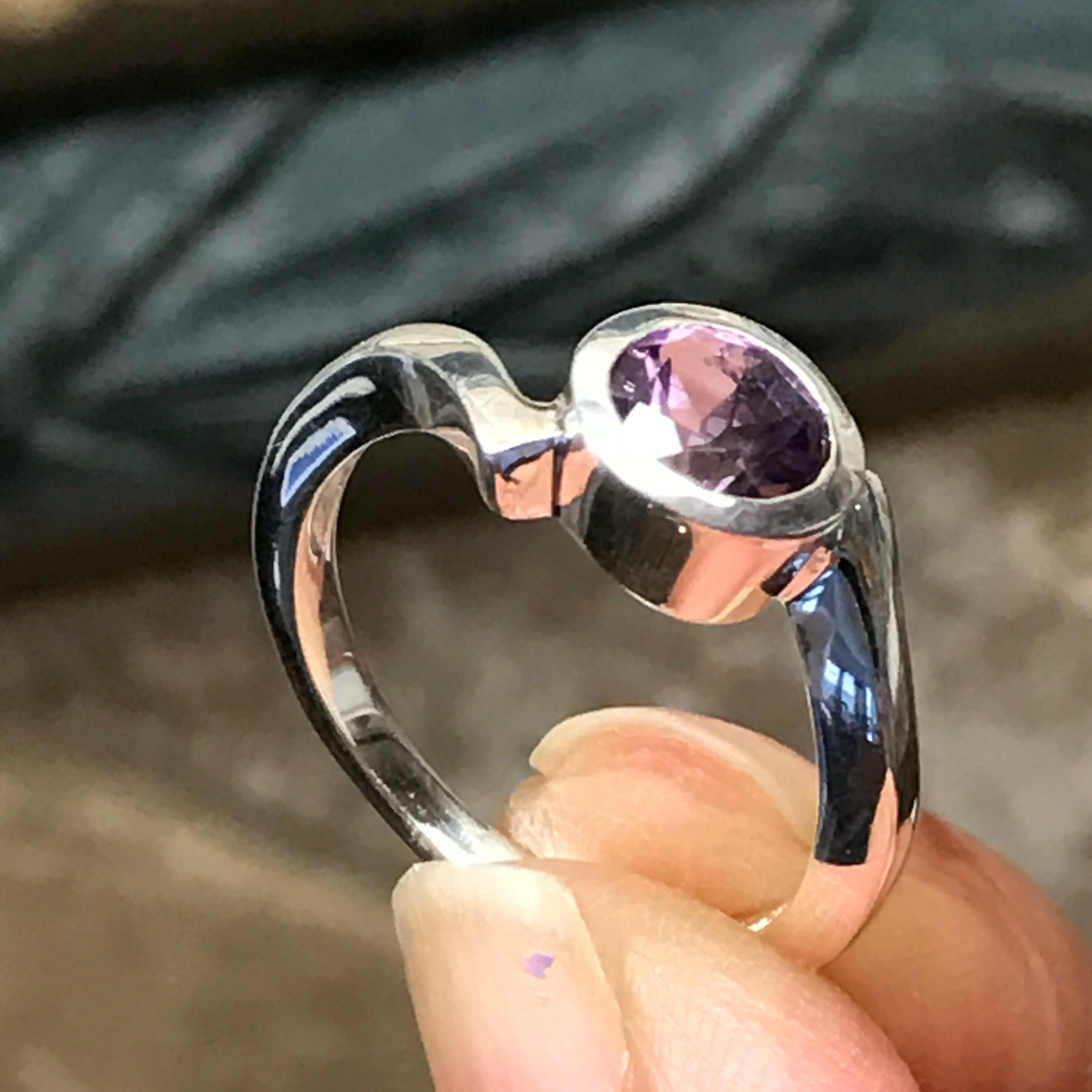 Natural 1ct Purple Amethyst 925 Sterling Silver Engagement Ring Size 6, 7, 8, 9 - Natural Rocks by Kala