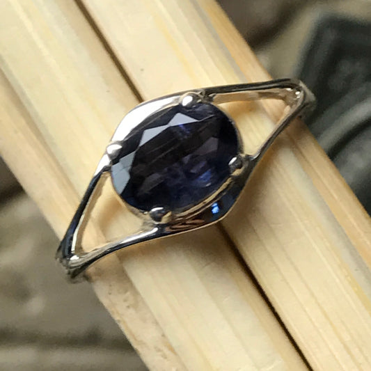 Natural 2ct Iolite 925 Solid Sterling Silver Engagement Ring Size 6, 7, 8, 9 - Natural Rocks by Kala