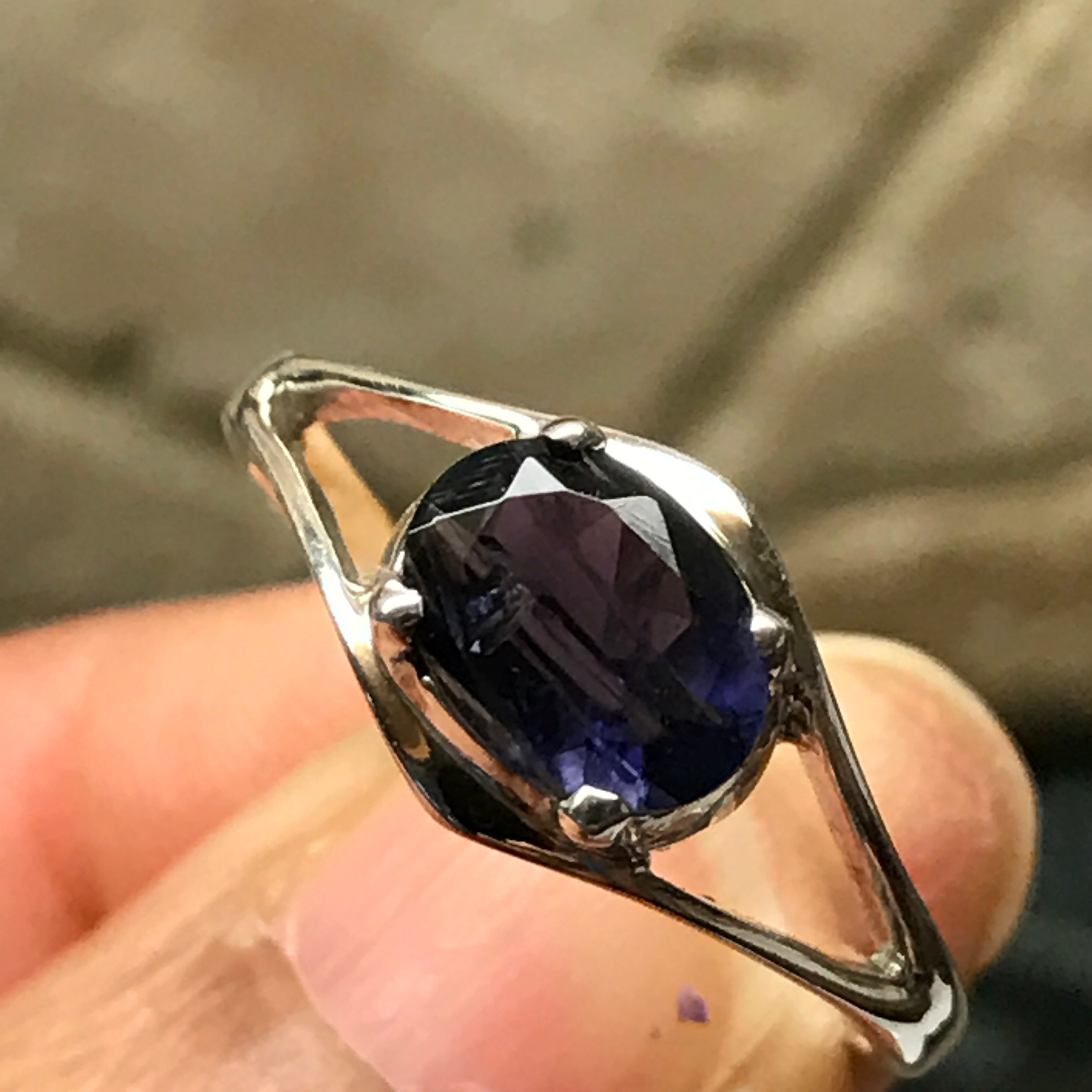 Natural 2ct Iolite 925 Solid Sterling Silver Engagement Ring Size 6, 7, 8, 9 - Natural Rocks by Kala
