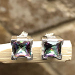 Gorgeous 2ct Mystic Topaz 925 Solid Sterling Silver Earrings 7mm - Natural Rocks by Kala