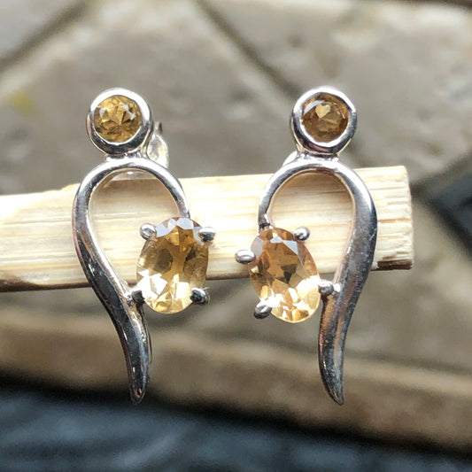Natural Golden Citrine 925 Solid Sterling Silver Earrings 15mm - Natural Rocks by Kala