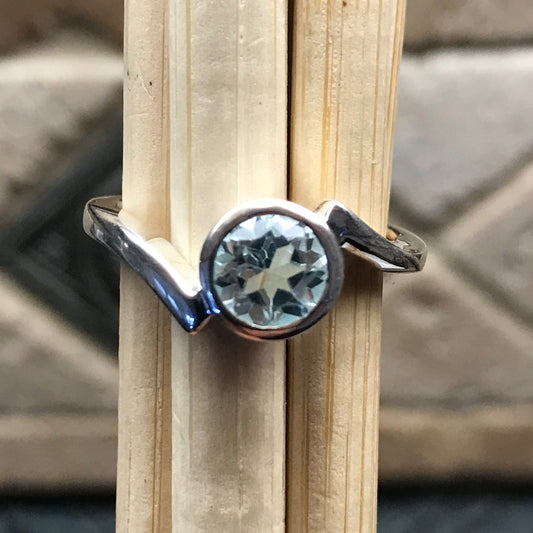 Genuine 1ct Swiss Blue Topaz 925 Solid Sterling Silver Engagement Ring Size 6, 8, 9 - Natural Rocks by Kala