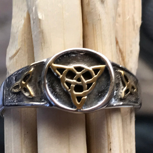 Celtic Trinity Knot 925 Solid Sterling Silver Ring Size 6, 7, 8 - Natural Rocks by Kala