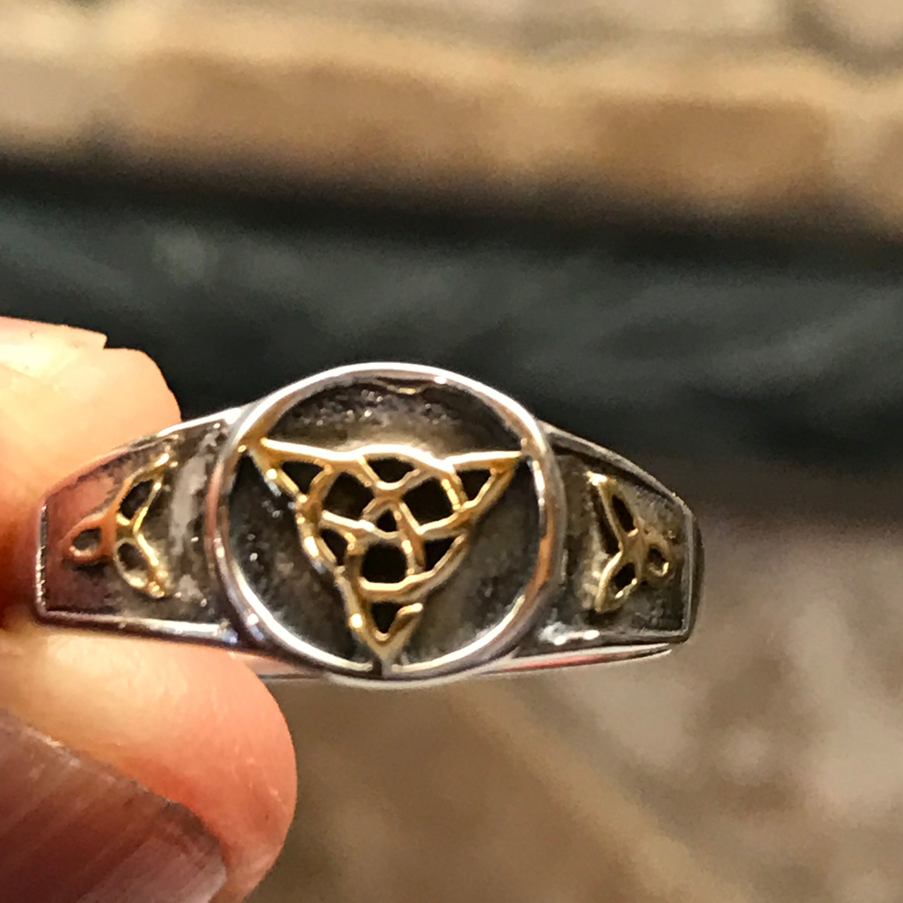 Celtic Trinity Knot 925 Solid Sterling Silver Ring Size 6, 7, 8 - Natural Rocks by Kala