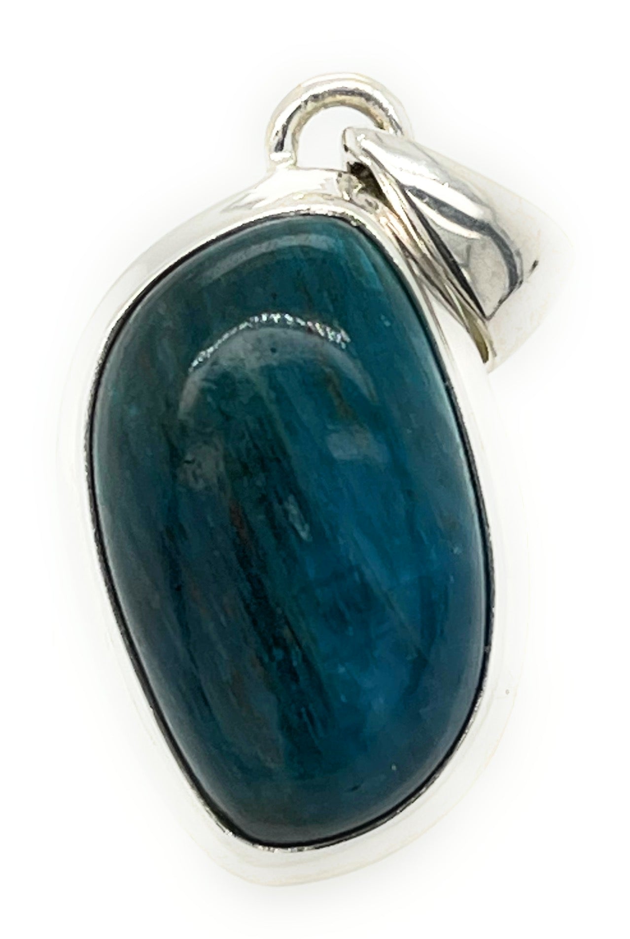 Genuine Neon Blue Apatite 925 Solid Sterling Silver Pendant 30mm - Natural Rocks by Kala