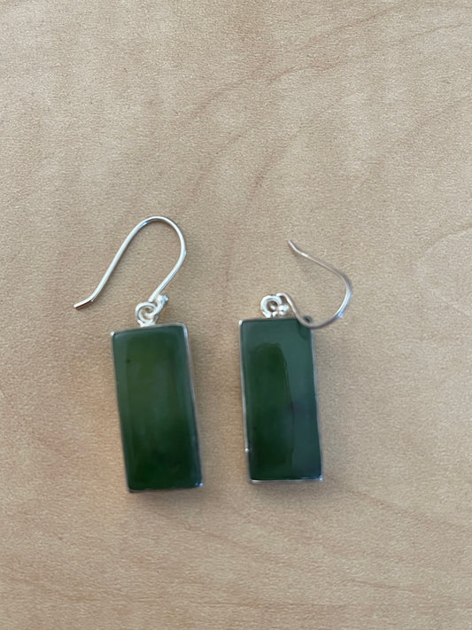 Natural Green Aventurine Jade 925 Solid Sterling Silver Earrings 35mm - Natural Rocks by Kala