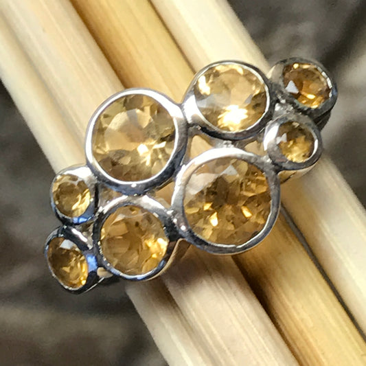 Natural 4ct Golden Citrine 925 Solid Sterling Silver Ring Size 5.75, 7.5 - Natural Rocks by Kala
