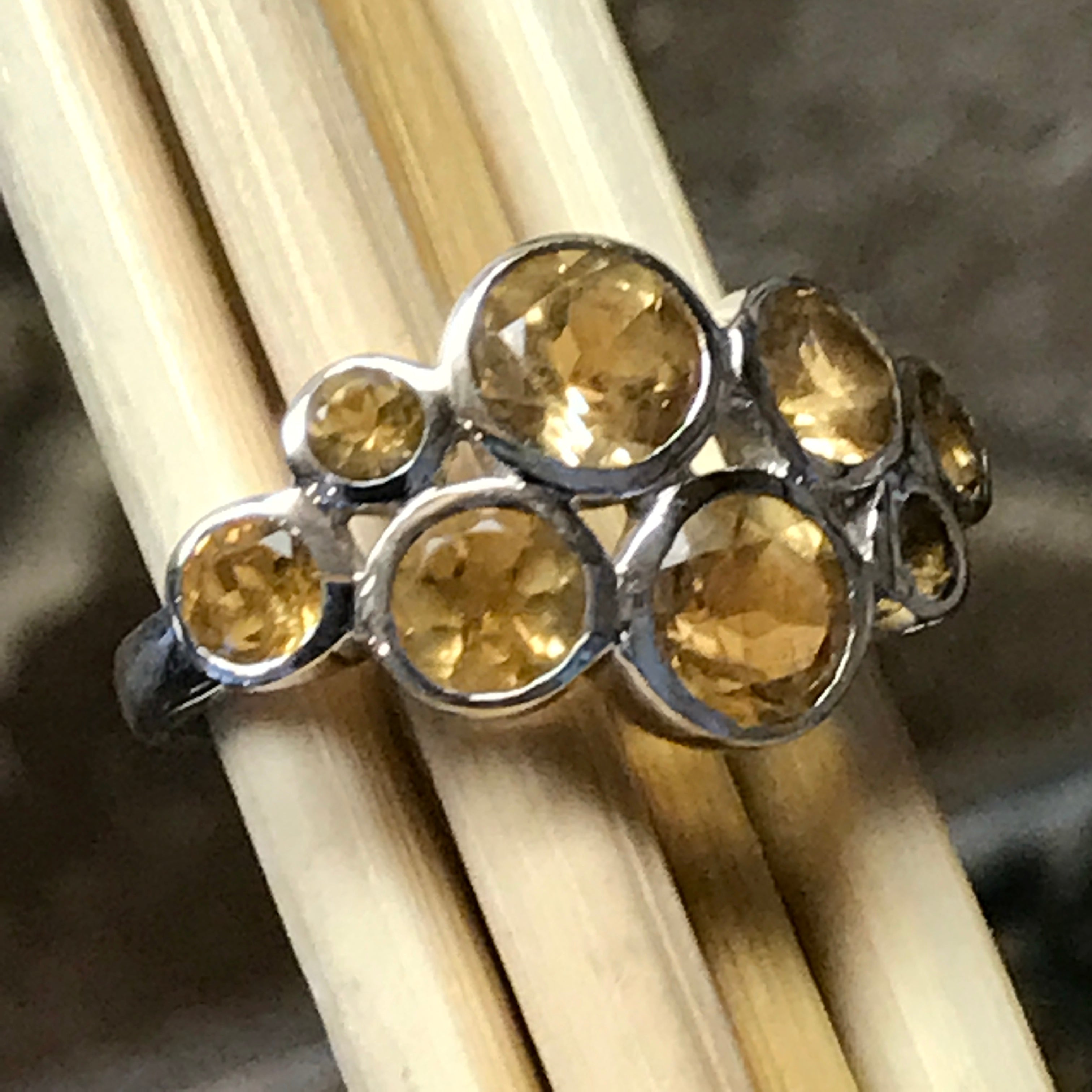 Natural 4ct Golden Citrine 925 Solid Sterling Silver Ring Size 5.75, 7.5 - Natural Rocks by Kala