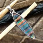 Rainbow Calsilica 925 Solid Sterling Silver Pendant 45mm - Natural Rocks by Kala