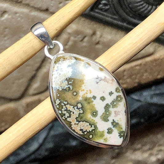 Natural Orbicular Jasper 925 Solid Sterling Silver Pendant 40mm - Natural Rocks by Kala