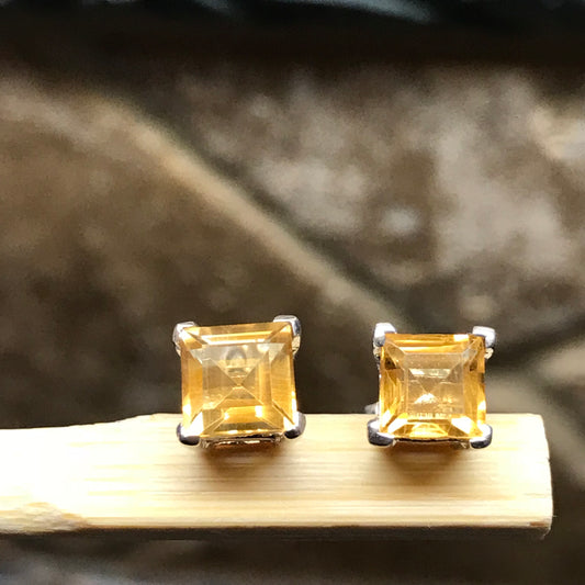 Natural 1.5ct Golden Citrine 925 Solid Sterling Silver Earring 5mm - Natural Rocks by Kala