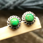 Gorgeous Green Copper Turquoise 925 Solid Sterling Silver Earrings 6mm - Natural Rocks by Kala