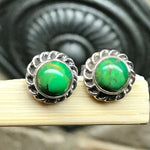 Gorgeous Green Copper Turquoise 925 Solid Sterling Silver Earrings 6mm - Natural Rocks by Kala