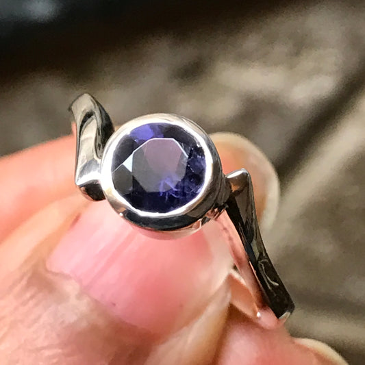 Natural 1ct Iolite 925 Sterling Silver Engagement Ring Size 6, 8, 9 - Natural Rocks by Kala