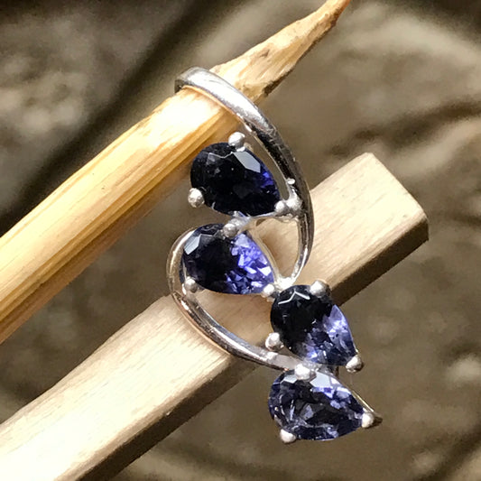 Natural 4ct Iolite 925 Solid Sterling Silver Pendant 28mm - Natural Rocks by Kala