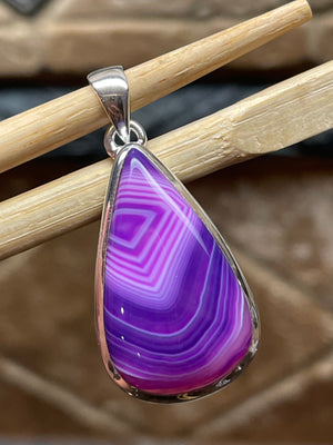 Genuine Pink Botswana Agate 925 Solid Sterling Silver Pendant 40mm - Natural Rocks by Kala