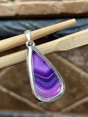 Genuine Pink Botswana Agate 925 Solid Sterling Silver Pendant 40mm - Natural Rocks by Kala