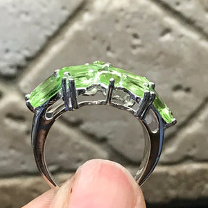 Natural 10ct Green Peridot 925 Solid Sterling Silver Ring Size 6, 7, 9 - Natural Rocks by Kala