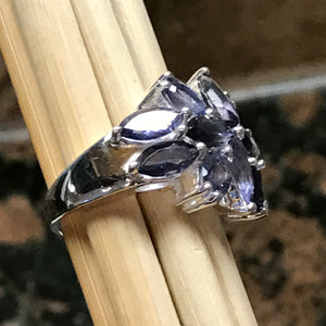 Natural 10ct Iolite 925 Solid Sterling Silver Wedding Ring Size 6, 8, 9 - Natural Rocks by Kala