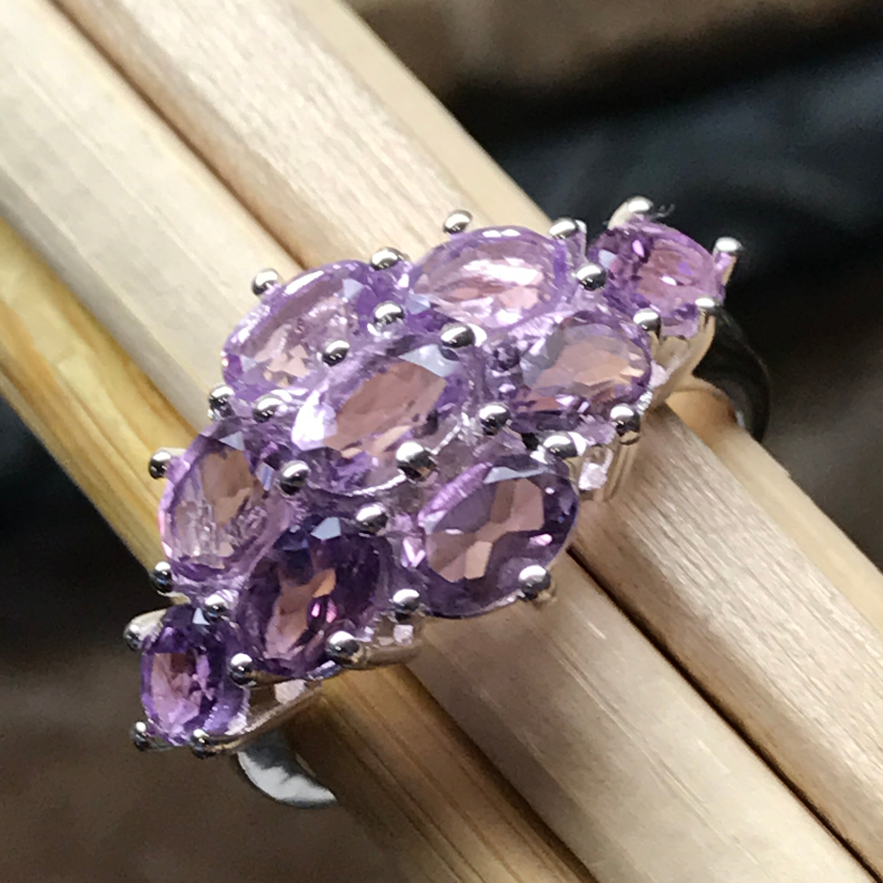 Natural 9ct Purple Amethyst 925 Solid Sterling Silver Ring Size 6, 7, 8, 9 - Natural Rocks by Kala