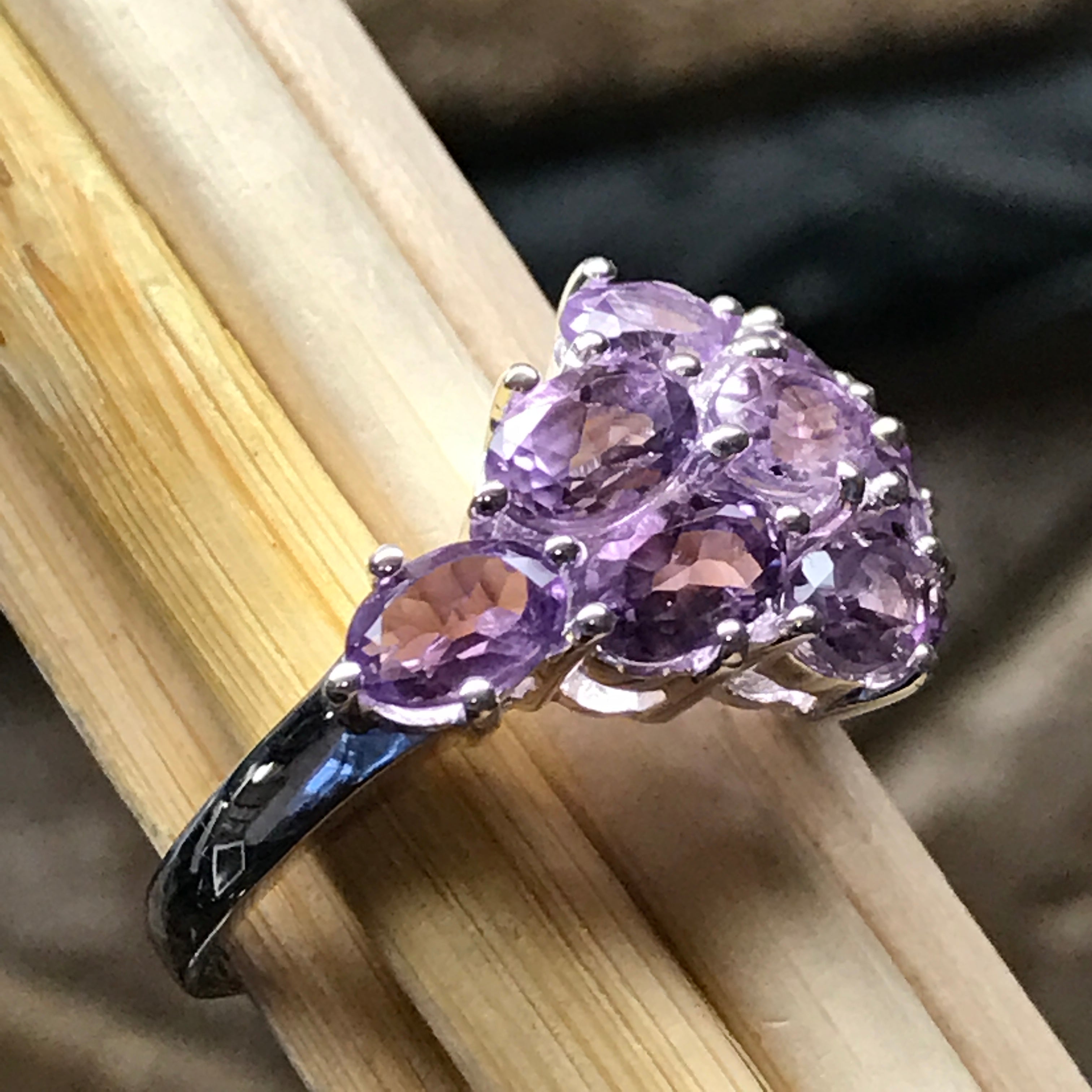 Natural 9ct Purple Amethyst 925 Solid Sterling Silver Ring Size 6, 7, 8, 9 - Natural Rocks by Kala