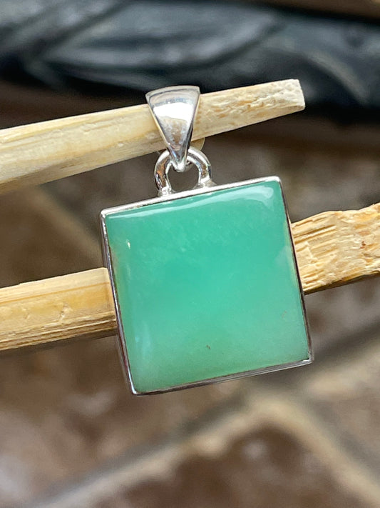 Natural Australian Chrysoprase 925 Sterling Silver Pendant 25mm - Natural Rocks by Kala