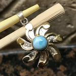 Natural Dominican Larimar 925 Solid Sterling Silver Pendant 35mm - Natural Rocks by Kala