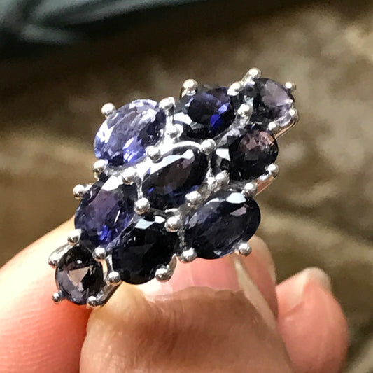 Natural 7ct Iolite  925 Solid Sterling Silver Wedding Ring Size 5, 6, 7, 8, 9 - Natural Rocks by Kala