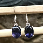 Natural 2.5ct Iolite 925 Solid Sterling Silver Earrings 25mm - Natural Rocks by Kala
