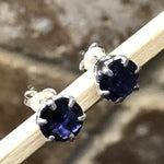 Natural 2ct Iolite 925 Solid Sterling Silver Earrings 7mm - Natural Rocks by Kala