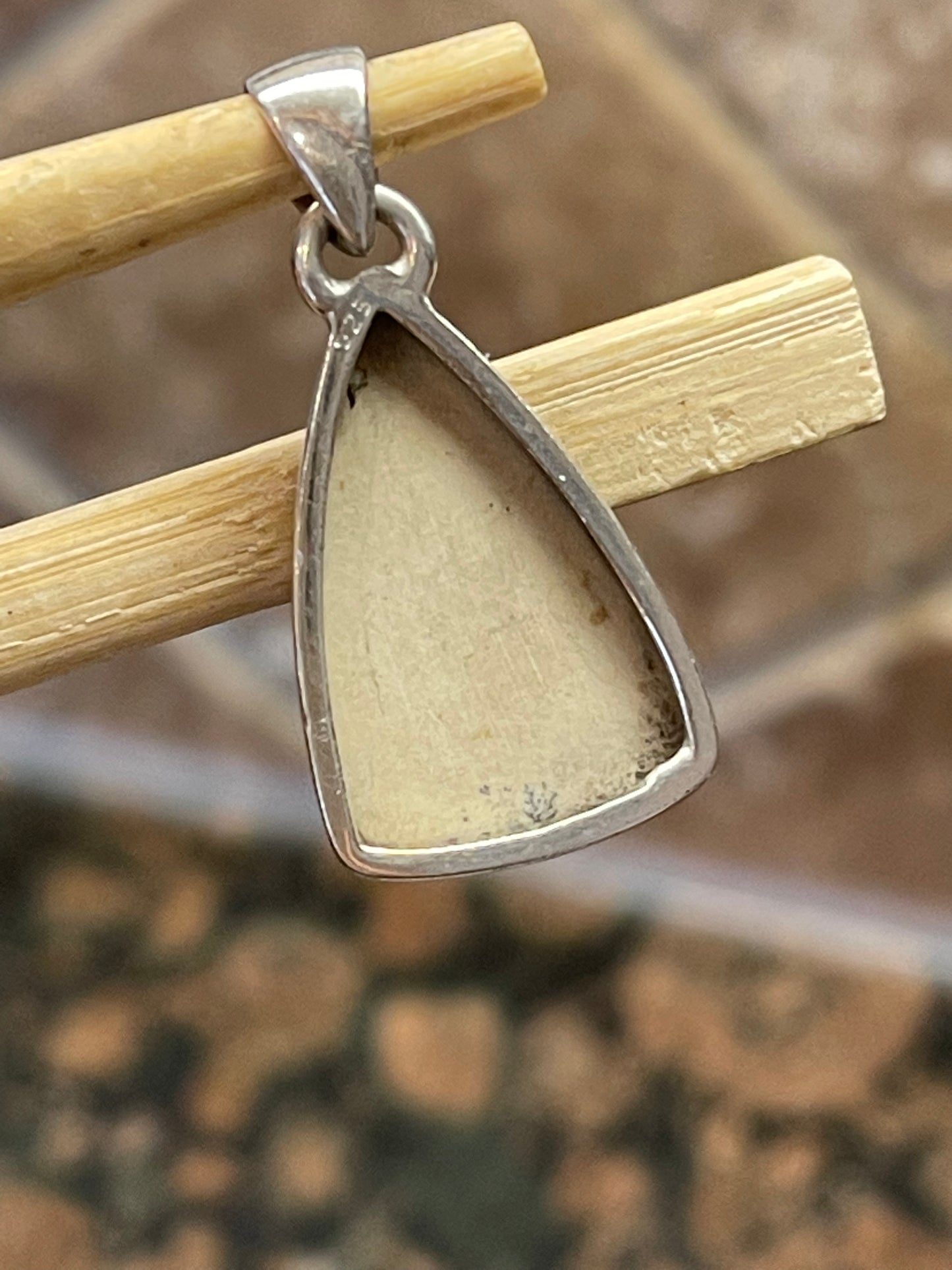 Natural Psilomelane Dendrite German 925 Solid Sterling Silver Pendant 30mm - Natural Rocks by Kala