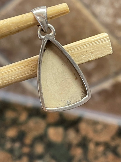 Natural Psilomelane Dendrite German 925 Solid Sterling Silver Pendant 30mm - Natural Rocks by Kala