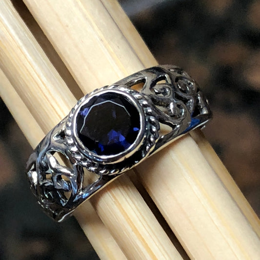 Natural 1ct Iolite 925 Solid Sterling Silver Engagement Ring Size 6, 7, 8, 9 - Natural Rocks by Kala