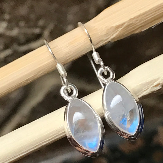 Natural Rainbow Moonstone 925 Solid Sterling Silver Earrings 30mm - Natural Rocks by Kala