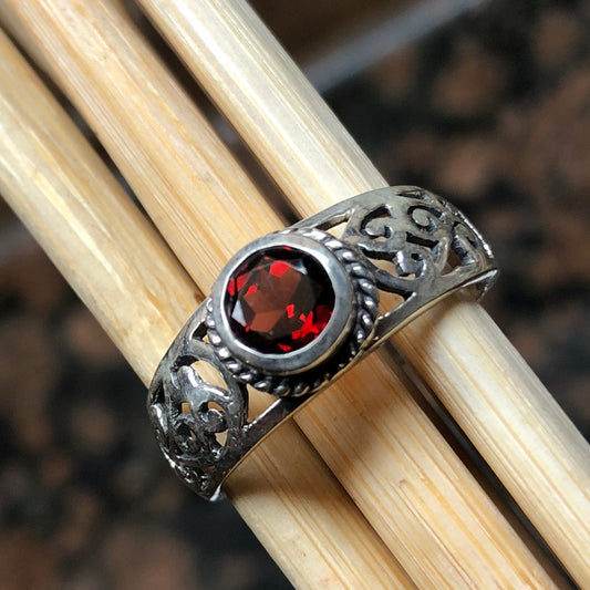 Natural 1ct Pyrope Garnet 925 Solid Sterling Silver Engagement Ring Size 6, 7, 8, 9 - Natural Rocks by Kala