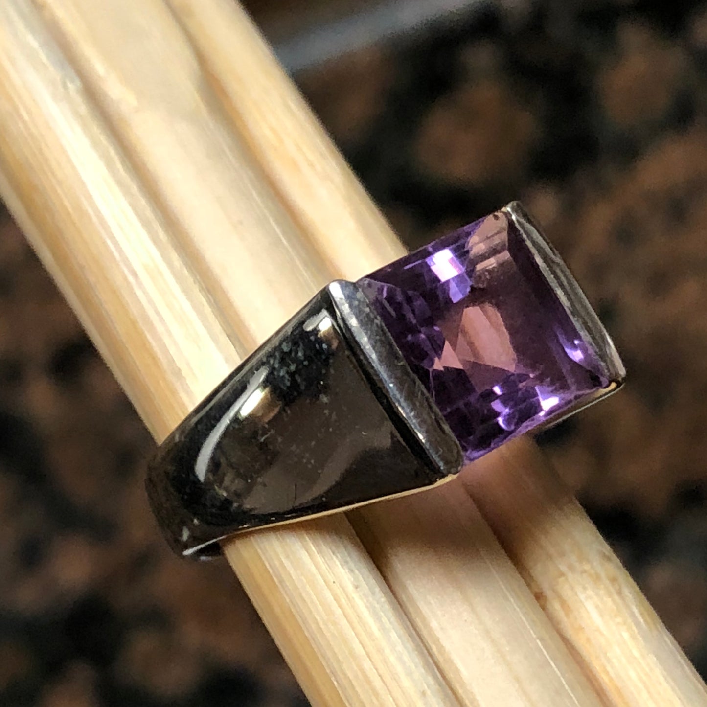 Natural 2ct Purple Amethyst 925 Solid Sterling Silver Men's Ring Size 7, 8, 9, 10, 11, 12, 13 - Natural Rocks by Kala
