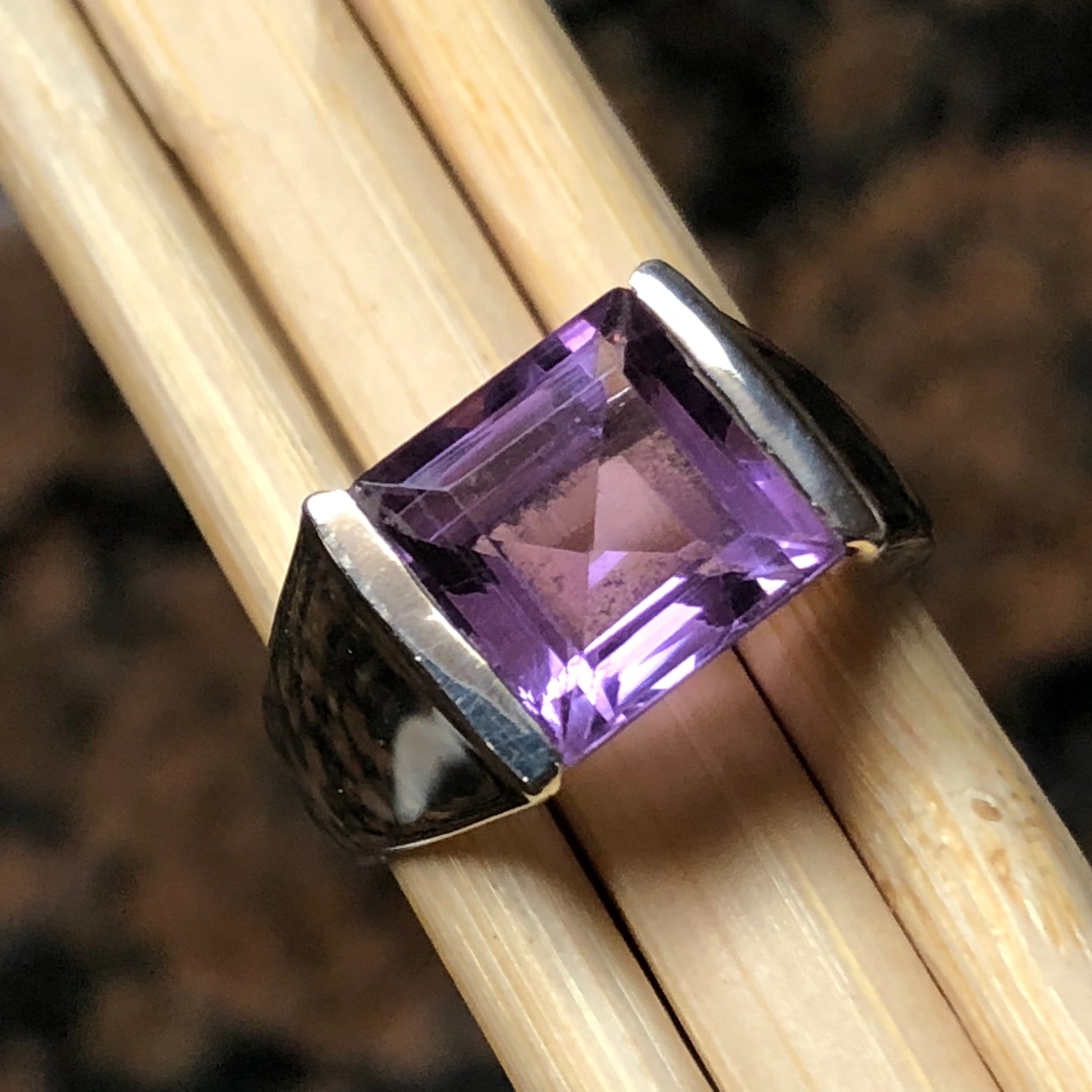 Natural 2ct Purple Amethyst 925 Solid Sterling Silver Men's Ring Size 7, 8, 9, 10, 11, 12, 13 - Natural Rocks by Kala