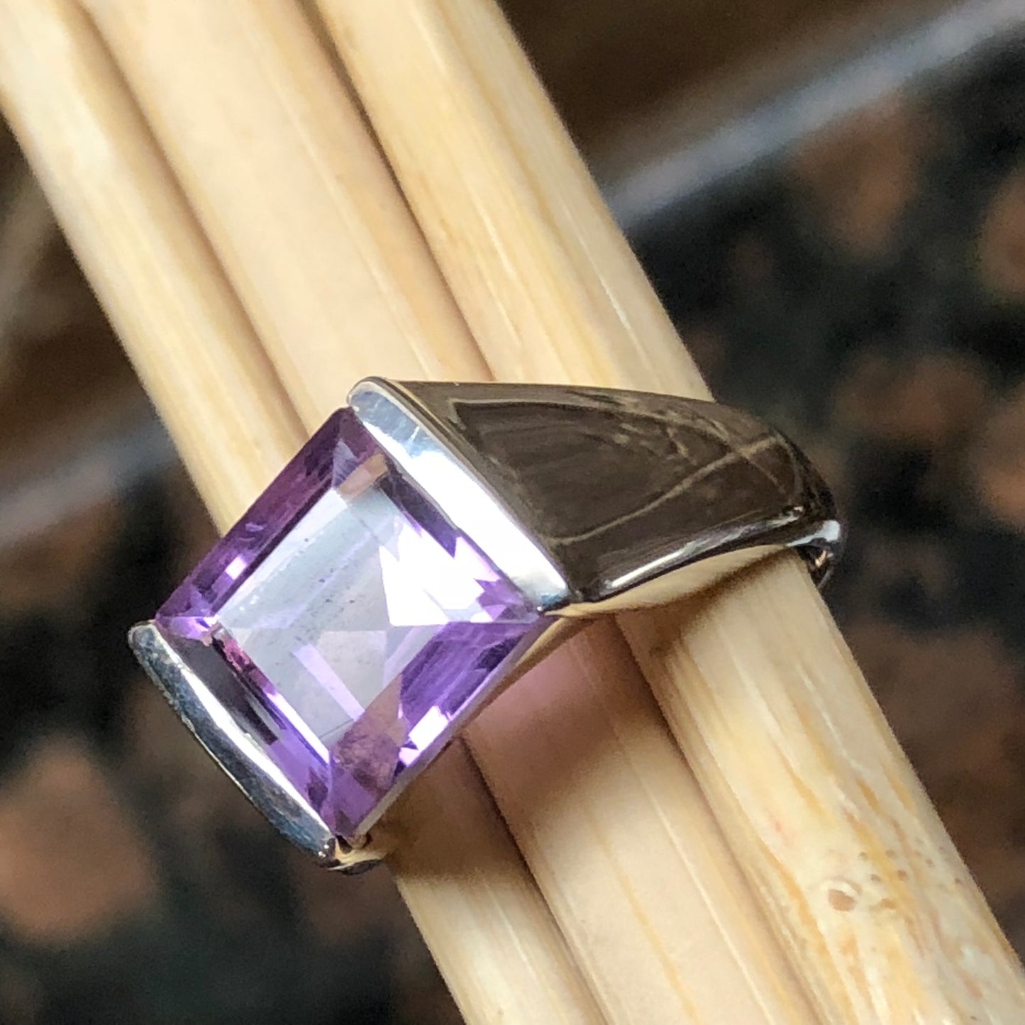 Natural 2ct Purple Amethyst 925 Solid Sterling Silver Men's Ring Size 7, 8, 9, 10, 11, 12, 13 - Natural Rocks by Kala
