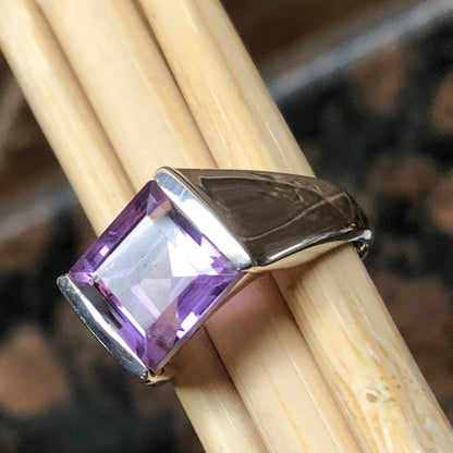 Natural 2ct Purple Amethyst 925 Solid Sterling Silver Men's Ring Size 7, 8, 9, 10, 11, 12, 13 - Natural Rocks by Kala