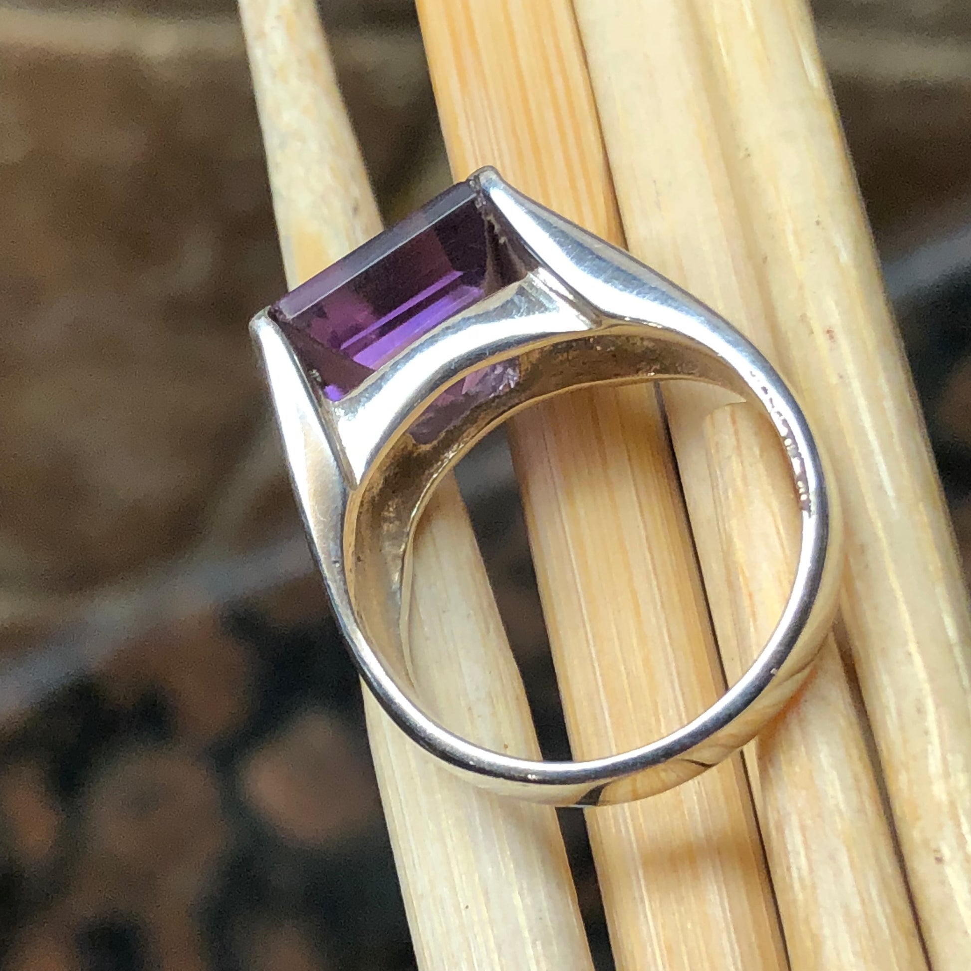 Natural 2ct Purple Amethyst 925 Solid Sterling Silver Men's Ring Size 7, 8, 9, 10, 11, 12, 13 - Natural Rocks by Kala