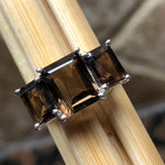 Genuine 4ct Smoky Topaz 925 Solid Sterling Silver Ring Size 6, 9 - Natural Rocks by Kala