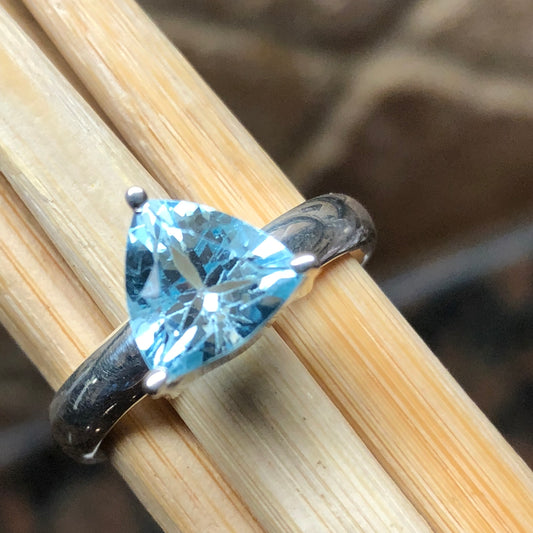 Genuine 1ct Blue Topaz 925 Solid Sterling Silver Engagement Ring Size 6, 7, 8 - Natural Rocks by Kala
