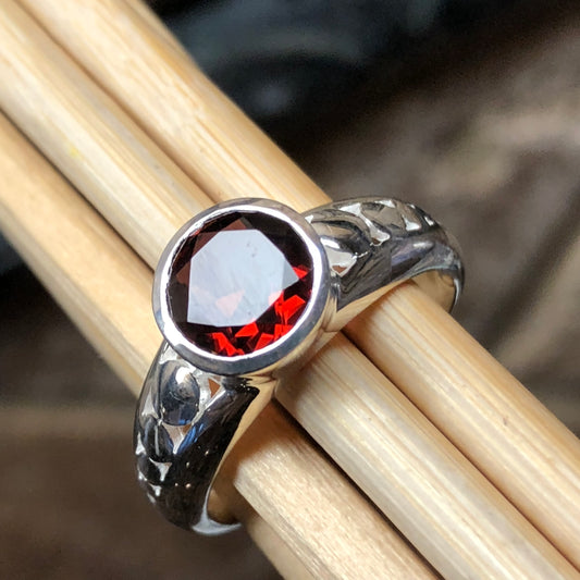 Natural 1ct Pyrope Garnet 925 Solid Sterling Silver Engagement Ring Size 6, 7, 8 - Natural Rocks by Kala