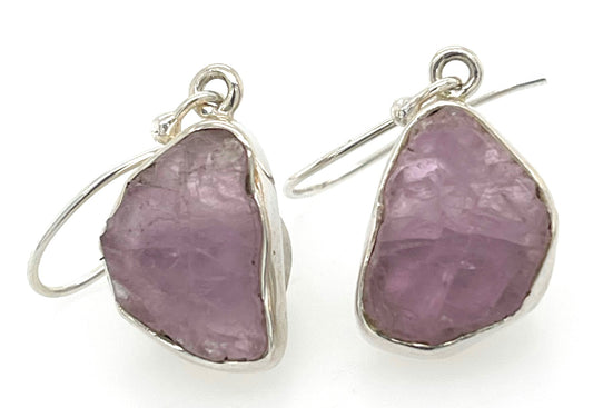 Natural Pink Kunzite 925 Solid Sterling Silver Earrings 35mm - Natural Rocks by Kala