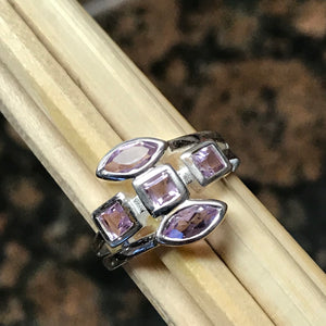 Natural 2ct Purple Amethyst 925 Solid Sterling Silver Ring Size 6, 7, 8 - Natural Rocks by Kala
