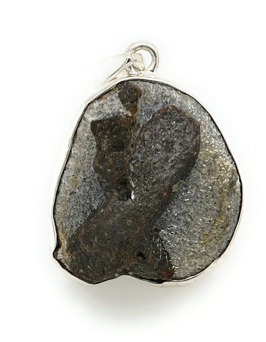 Natural Super High Vibrational Staurolite 925 Solid Sterling Silver Pendant 37mm - Natural Rocks by Kala